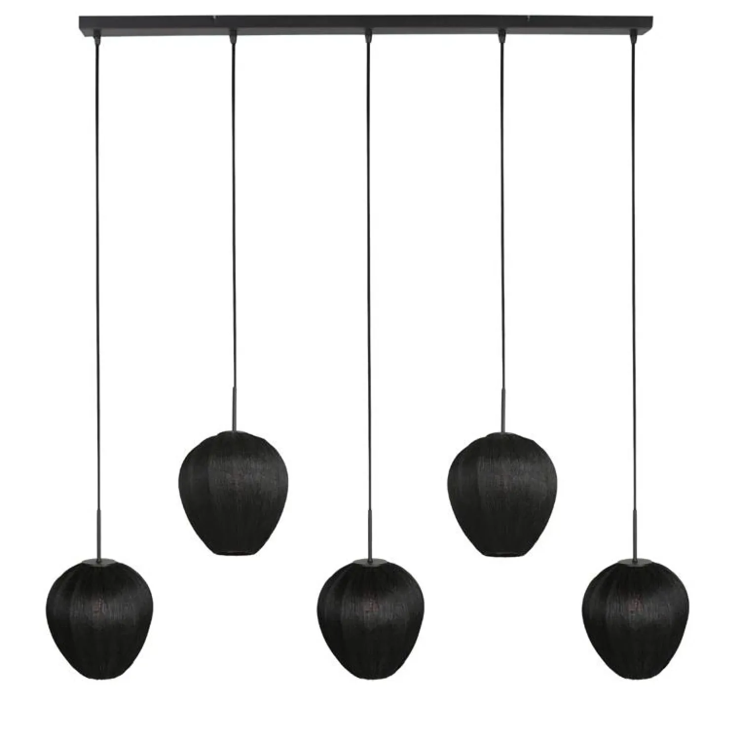 Steinmex Hanglampen|Zavi 5-lichts Hanglamp Zwart Stof