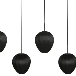 Steinmex Hanglampen|Zavi 5-lichts Hanglamp Zwart Stof