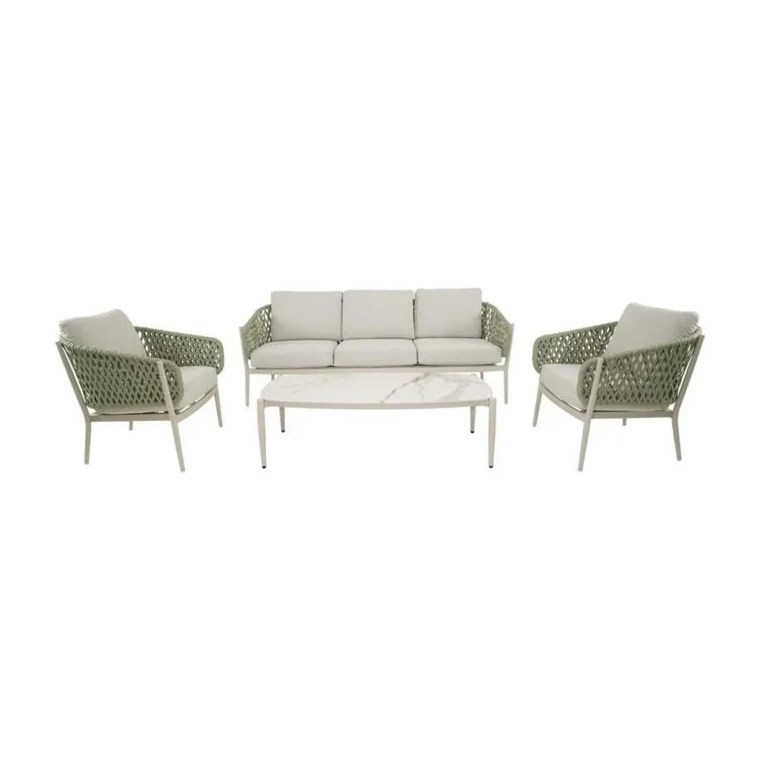 Lesli Living Loungeset|Zaya Loungeset groen/beige