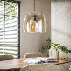 Kalfort Hanglampen|Glazen Hanglamp|Zeldana 1-lichts Hanglamp Amber glas