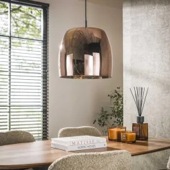 Kalfort Hanglampen|Glazen Hanglamp|Zeldana 1-lichts Hanglamp Koper glas