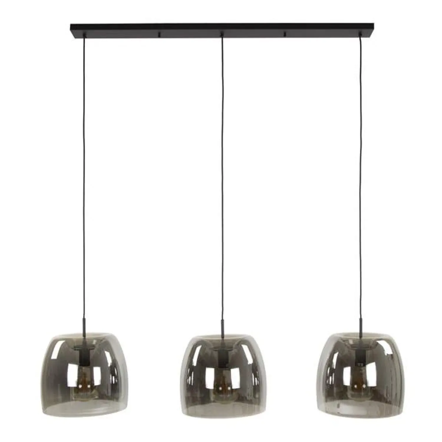 Kalfort Hanglampen|Glazen Hanglamp|Zeldana 3-lichts Hanglamp Smoke glas