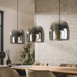 Kalfort Hanglampen|Glazen Hanglamp|Zeldana 3-lichts Hanglamp Smoke glas