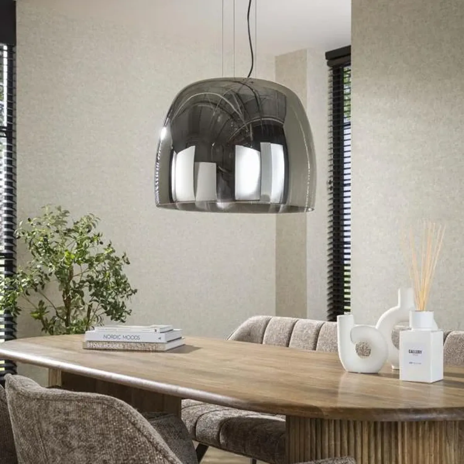 Steinmex Hanglampen|Glazen Hanglamp|Zeldana 1-lichts Hanglamp XL Smoke Glas