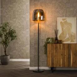 Kalfort Vloerlampen|Zeldana 1-lichts Vloerlamp Smoke glas