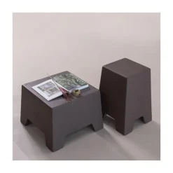 WOOOD Bijzettafels|Zina Bijzettafel Laag Cement Bruin 50cm
