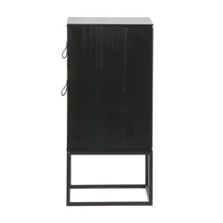 WOOOD Nachtkastjes|Industriele Kasten|Zola Nachtkastje met Lade en Deur Zwart 40cm