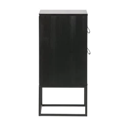 WOOOD Nachtkastjes|Industriele Kasten|Zola Nachtkastje met Lade en Deur Zwart 40cm