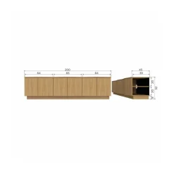 WOOOD Industriele Kasten|Tv Meubels|Zuma Tv meubel Eikenfineer 200cm