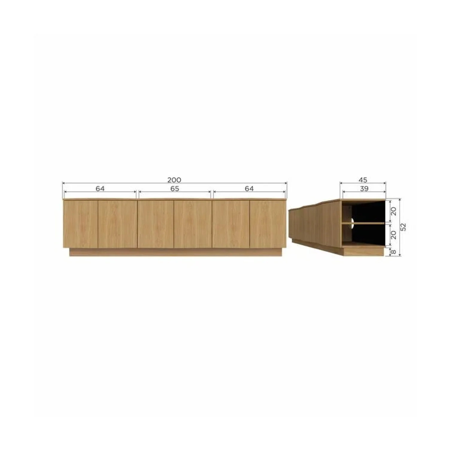 WOOOD Industriele Kasten|Tv Meubels|Zuma Tv meubel Eikenfineer 200cm