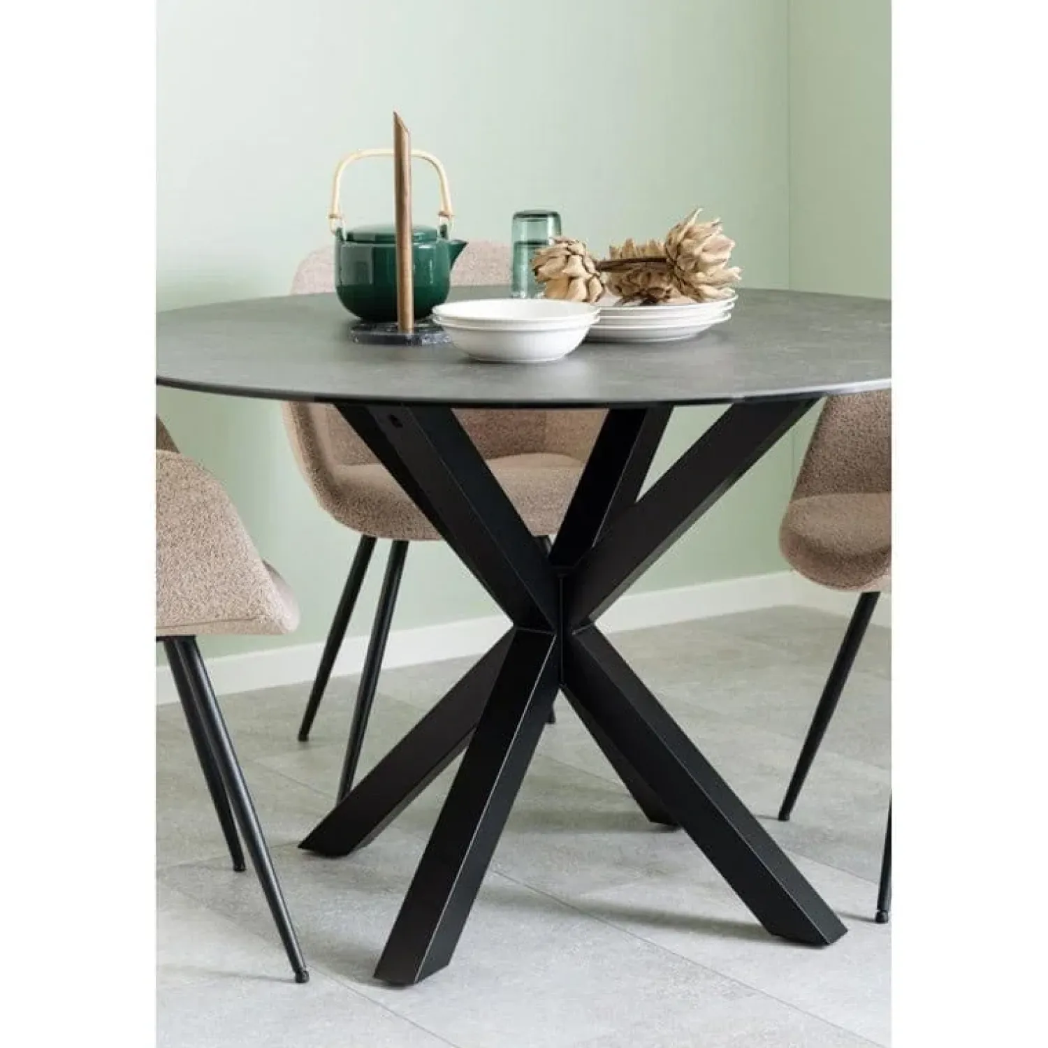 Nordhavn Eettafels|Zuvio Eettafel Rond Zwart Keramiek 120cm