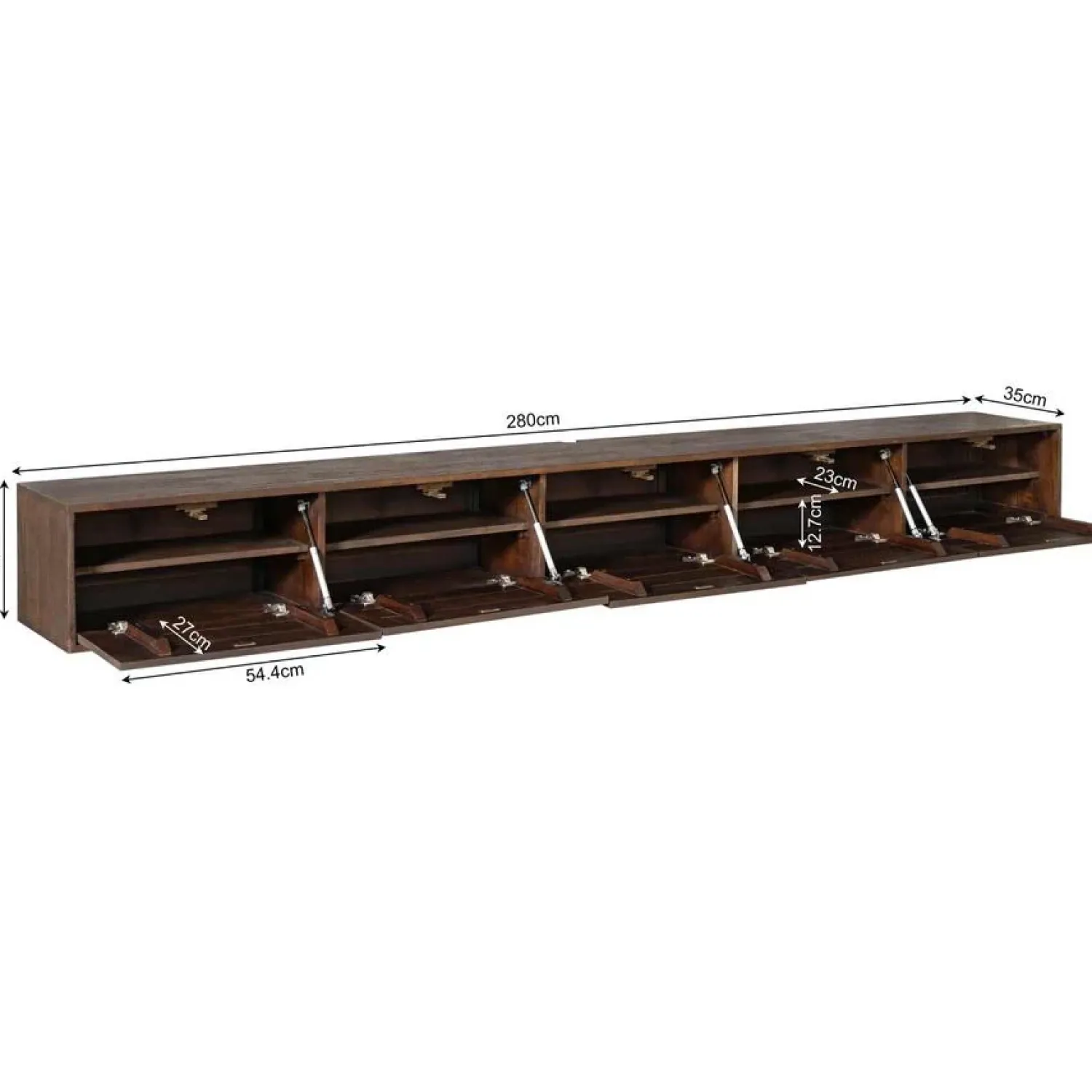 Furndea Industriele Kasten|Tv Meubels|Zwevend Tv meubel Melanie Walnoot 280cm