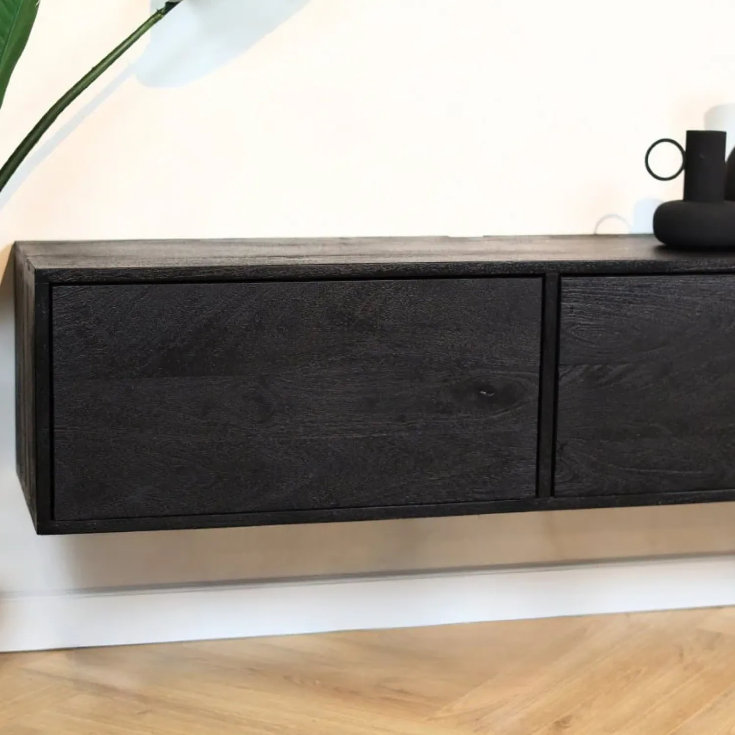 Furndea Industriele Kasten|Tv Meubels|Zwevend Tv meubel Melanie Zwart 120cm