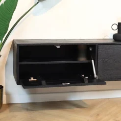 Furndea Industriele Kasten|Tv Meubels|Zwevend Tv meubel Melanie Zwart 120cm