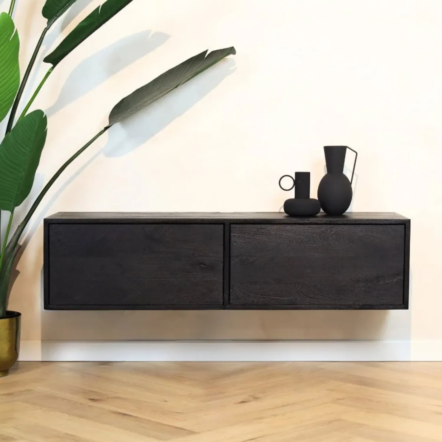 Furndea Industriele Kasten|Tv Meubels|Zwevend Tv meubel Melanie Zwart 120cm